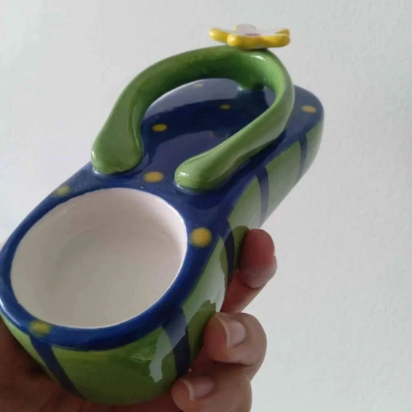 Set of New Dennis East Ceramic Pair Of Flip Flop Sandal Candle Holders - Picture 4 of 8